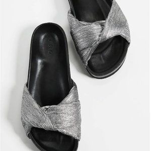 IRO KAELY SLIDE SANDALS Silver Slides, Size 9 (39)
